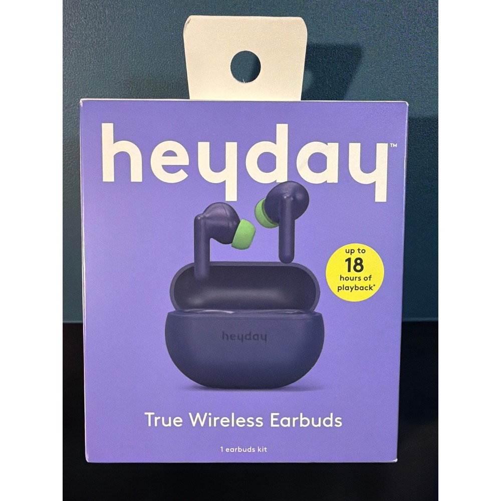 True Wireless Earbuds Navy Blue Lime Green 18hr Playback Touch Controls